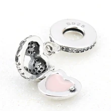 Полые сердца прозрачный CZ/эмаль любовь подвески, европейский шарик для DIY браслет аксессуары женские красивые украшения