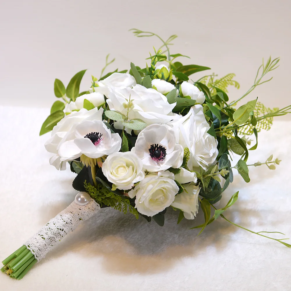 45 Cm Ivoire//Champagne Artificielle Rose Fleurs en Soie Floral Faux St-Valentin Mariage