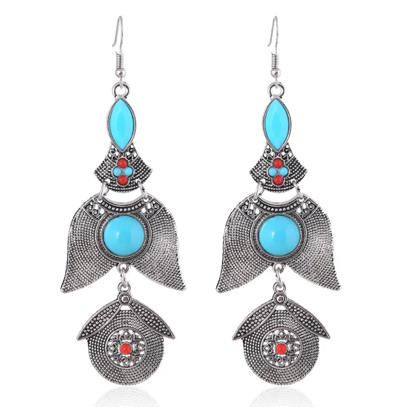 

New hot sale fashion Bohemia charms womens vintage dangle earrings Exaggeration resin beads big drop earring jewelry ER60
