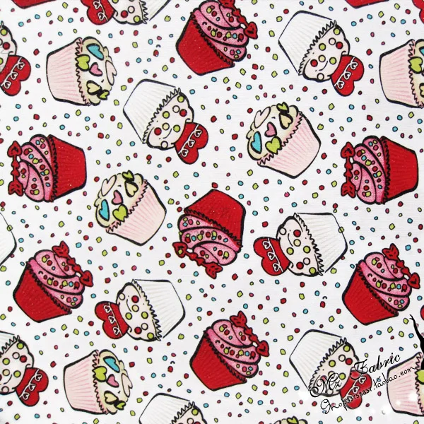 

110X100cm White Background Sweet Cupcake Cotton Fabric for Baby Girl Dress Sewing Hometextile Patchwork DIY-AFCK170