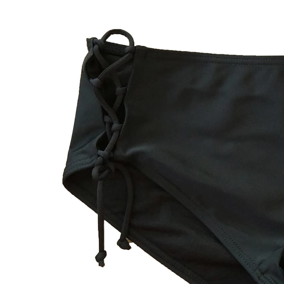 Women Swimsuit 2018 Summer Female Sexy Bikini Bandage Solid Beach Wear with Collar Bathing Suit Corset Swimwear Monokini XL 5