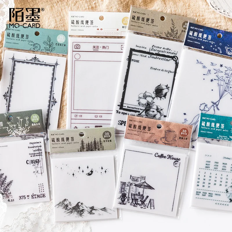 

Creative Retro Translucent Memo Pad Sticky Message Notes Memo Notebook Stationery Post Note Paper Stickers School Supplies