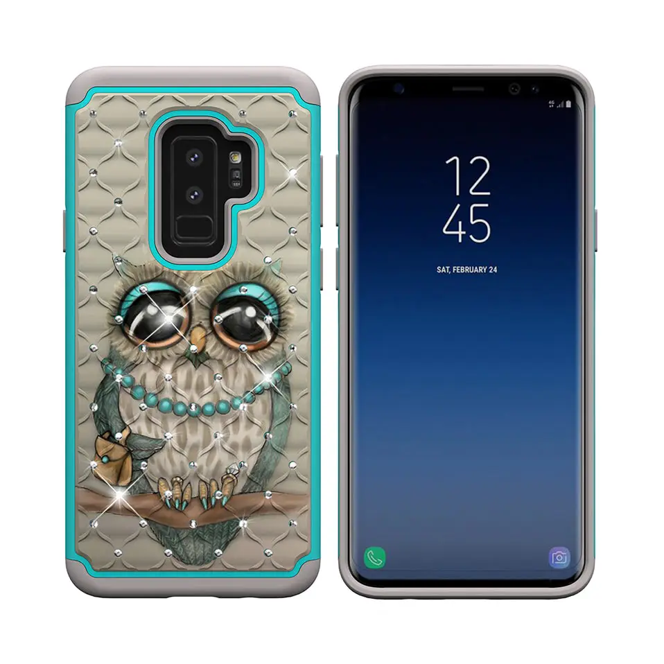 Fashion diamond flash phone cases For Samusng S8 S9 Plus High quality 2-in-1 TPU + PC cover Note9 shells Capa |