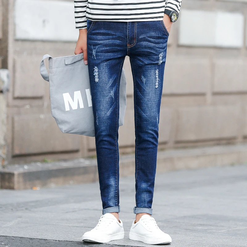 New Arrival Men S Blue Jeans Fashion Casual Break Hole Men Trousers Size 28 29 30 31 32 33 34 36 Jeans Aliexpress