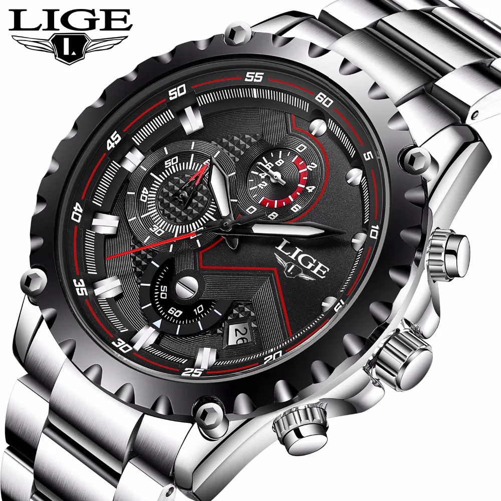 

LIGE Watch Men Business Top Brand Luxury Quartz Watch Men's Casual Full Steel Clock Waterproof Sports Watches Relogio Masculino