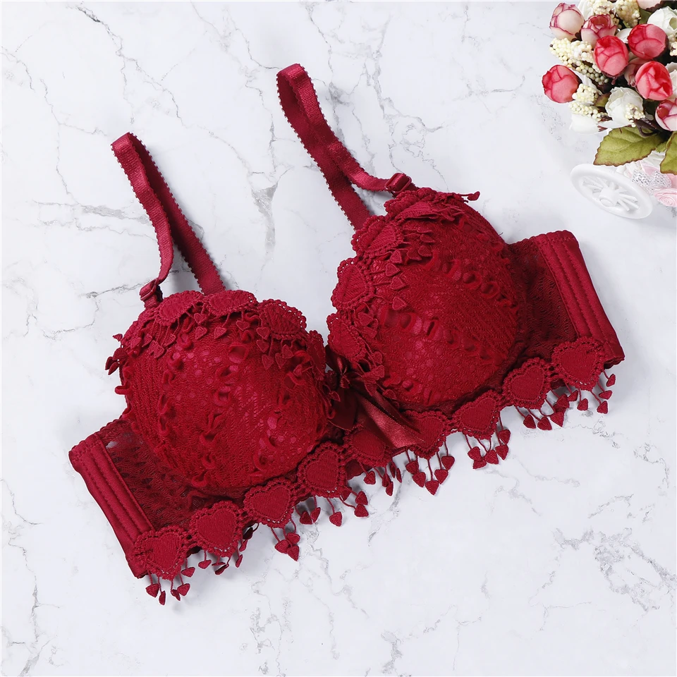 

2018 women underwear push up bra lace bra brand embroidery tassel sexy lingerie brassiere