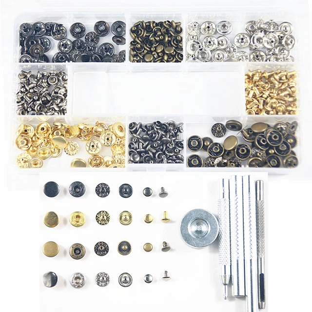 120sets Leather Snap Press Button Fasteners Kit 12.5mm Metal Heavy Duty  Snaps Black, Gold,Silver,Bronze With Install Tool - AliExpress