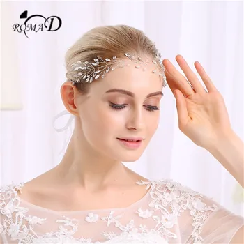 

Romad Headbands Head Chain band Bridal Tiaras Vine Wedding Hair Accessories Crown Women Ribbon Crystal Hair Jewelry