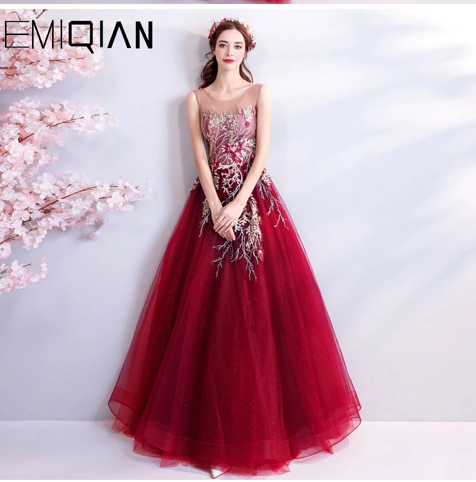 NEW Designer A Line O Neck Lace Long Evening Dresses Formal Prom Party Dress robe de soiree Lace-up Back