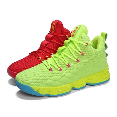 Новинка, баскетбольные кроссовки для мужчин, удобная амортизирующая спортивная обувь для женщин, уличная спортивная обувь Lebron James 13, дышащие кроссовки - Цвет: red green