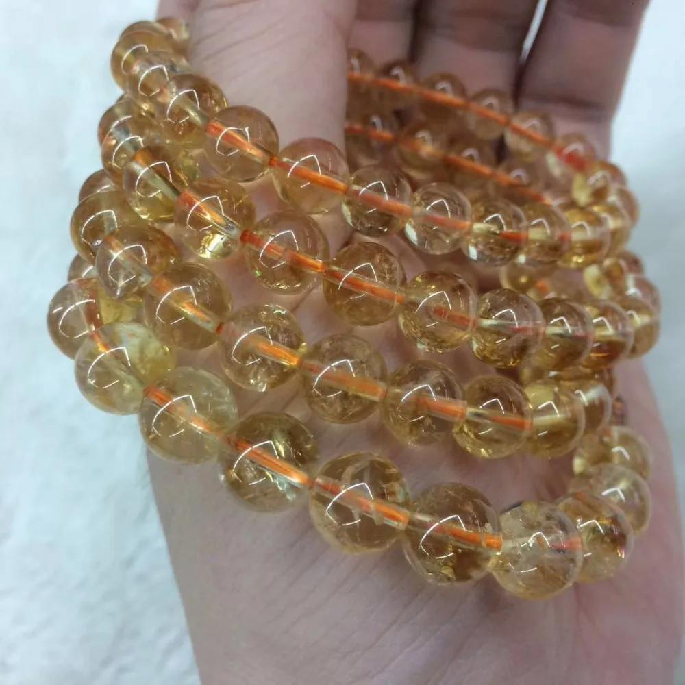 Натуральный желтый камень цитрин бусины браслет натуральный драгоценный камень DIY ювелирные изделия для женщин для подарка оптом