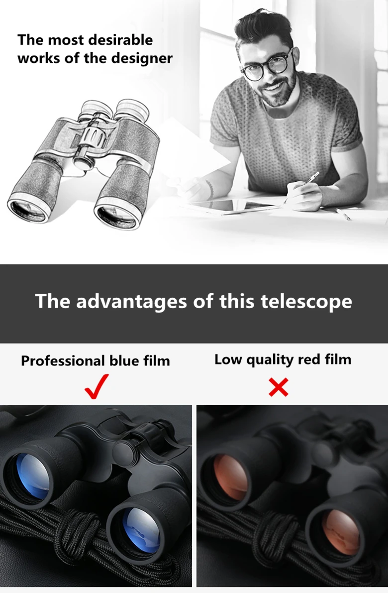 Noturna para a Caça de Acampamento Baigish Binóculos Poderoso Turismo Spyglass Alta Vezes Claramente Visão Telescópio Lll 20x50 hd 8 alta vezes claramente visão telescópio lll visão