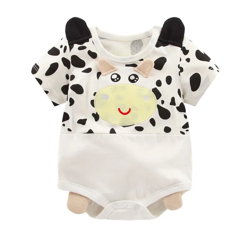 

Newborn Baby Cotton Rompers Retail 1piece Milk Cow Lovely Panda Baby Costume Soft cotton Short Sleeve Infant Baby Jumpsuits