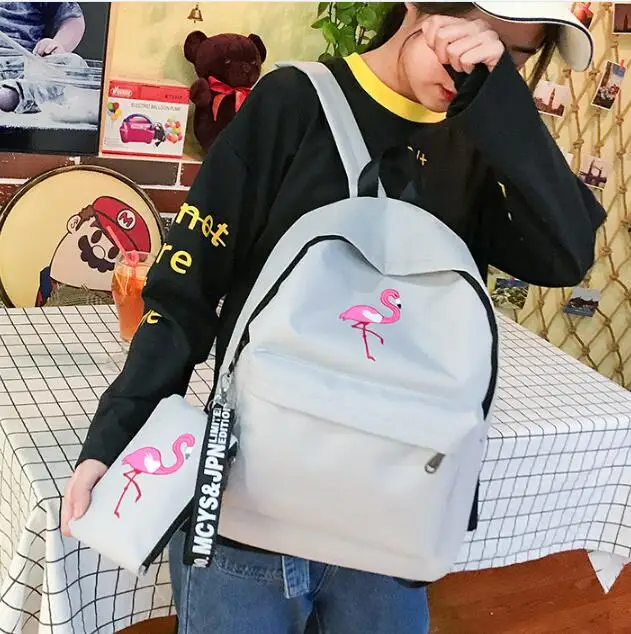 50 шт., женский рюкзак, милые модные рюкзаки с фламинго для подростков, женские школьные сумки, рюкзак mochilas