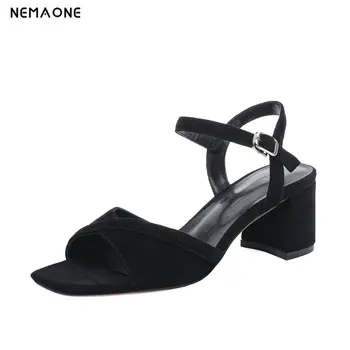 

NEMAONE Suede leather high heel Sandals women shoes ladies party dress shoes woman summer style women shoes large size 41 42 43