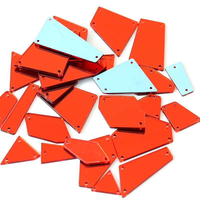 

Punching Sale! 50Pcs Red Mirror Sew On Rhinestones Irregular Acrylic Mirror Sew On Rhinestones Crystal Sewing Rhinestones B1030