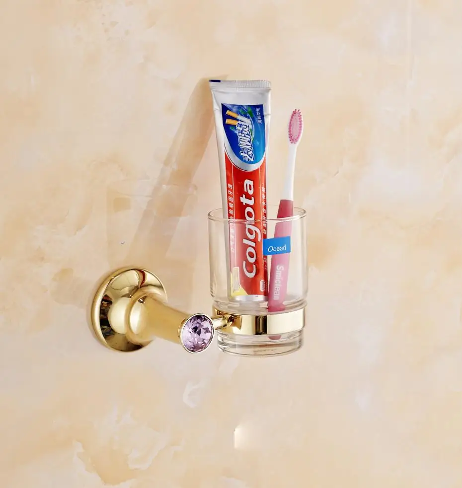 Luxury Copper Wall Mounted Toothbrush Holder Antique Gold Polish Brass