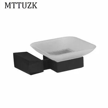 

MTTUZK Bathroom Accessories Black/Chrome Soap Dishes Matte Plate Soap Holder Wall Mounted Diamond Soap Case Home Decoration