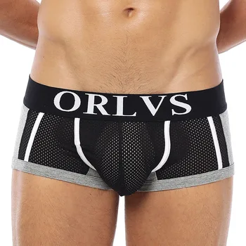 

2018 New ORLVS Brand Sexy Men Underwear Boxers Cuecas playful Solid Gay Underwear calzoncillos hombre slips Male Shorts