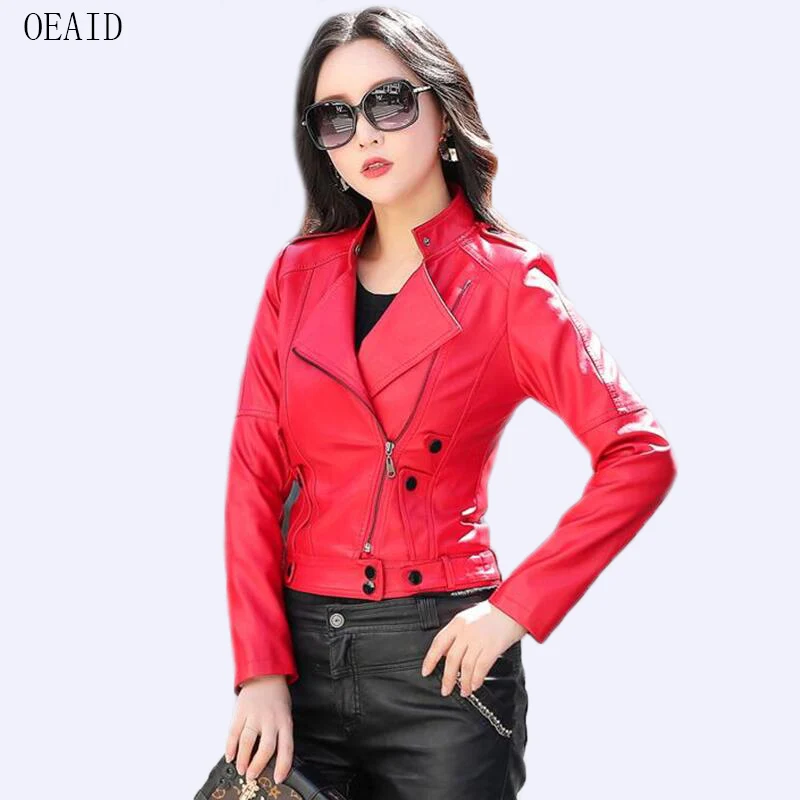 OEAID Fashion Plus Size 3XL Motorcycle Leather Jacket Women Leather Coat 2019 New Ladies Jackets And Coats Outerwear