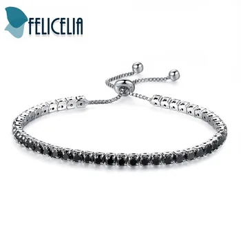 

Felicelia Silver Color Women Cubic Zirconia Tennis Bracelet Clear Black Blue Green Purple Simulated Birthstone Bracelet Jewelry