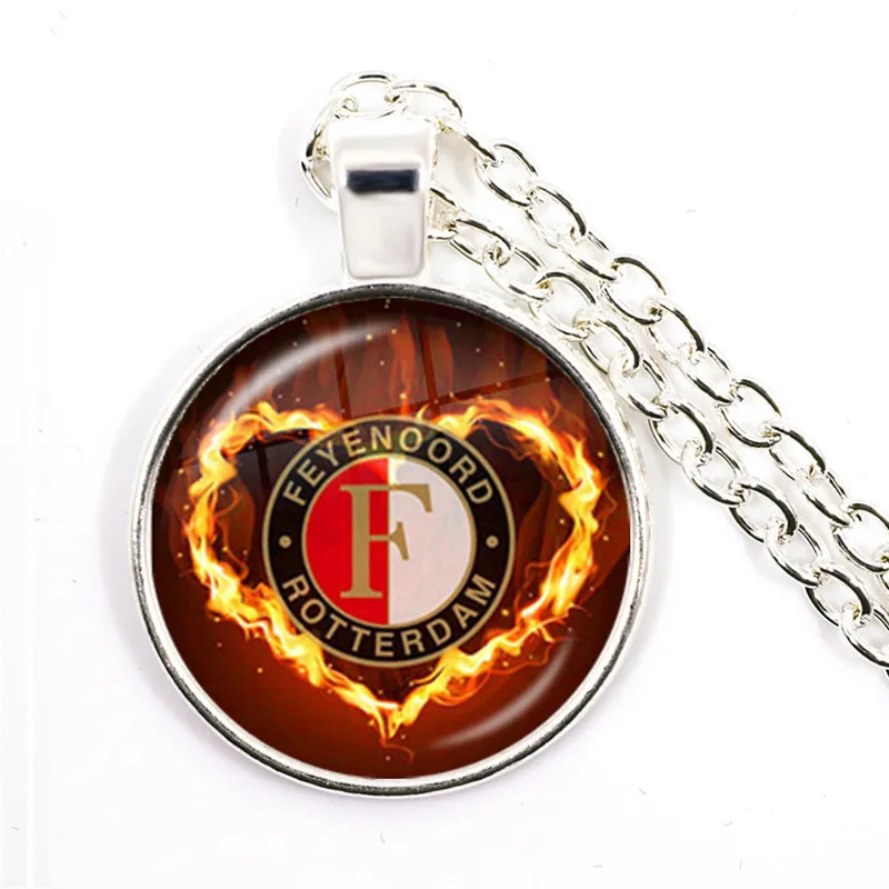 Football Club 25mm Glass Cabochon Necklace Feyenoord Rotterdam Football Leagues Logo Soccer Club Pendant Necklace For Fans Gift