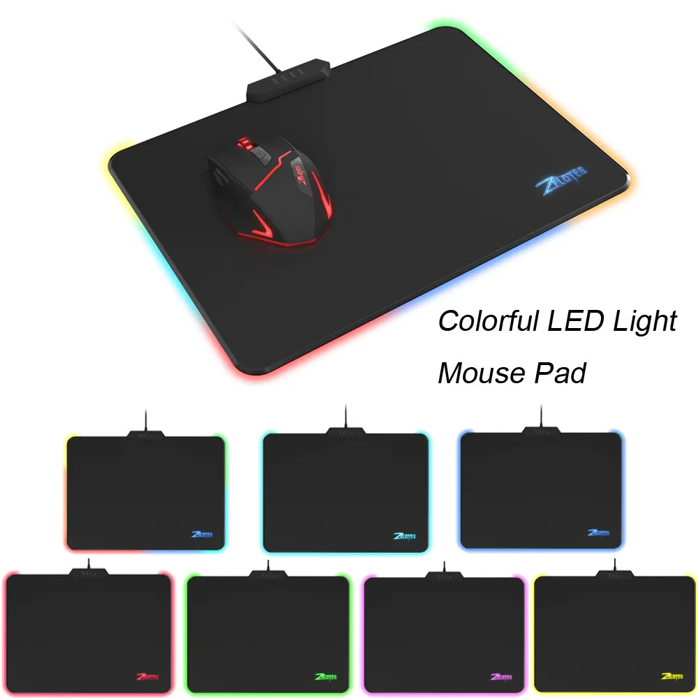 

USB RGB LED Gaming Mouse Mat Pad Anti-Slip Lighting Pad 7 Colour Luminescent Mouse Pad for Macbook Laptop PC Mice PC Desk Mat