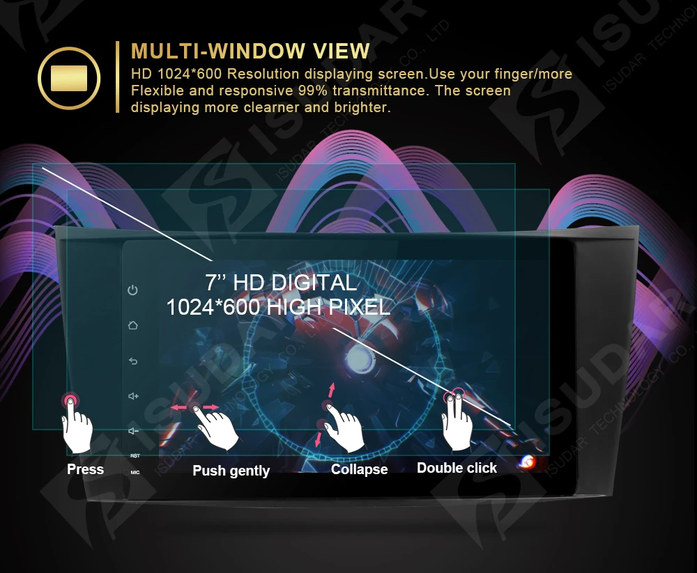 Perfect Isudar Car Multimedia Player dvd automotivo Android 8.0 For Mercedes/Benz/W211/E200/E220/E300 GPS Radio Bluetooth USB DVR DAB 15