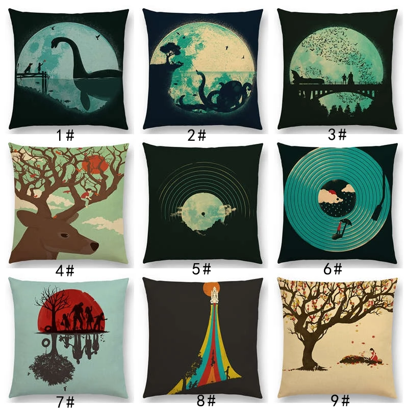 

Hot sale Newest Fashion Nordic Style people deer tree cloud Cushion Cover Home Pillow Case Linen Cotton Pillows Covers a0019