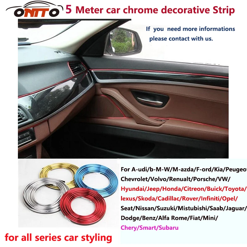 Fashion chrome 5 Meter Car PVC decorative tape Car Chrome Strips car
