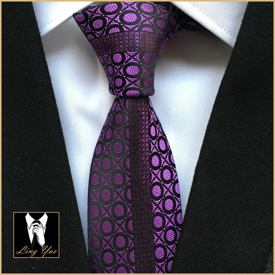 Уникальный Панель связи моды тощий галстук роскошное фиолетовое в полоску с геометрическим узором Gravata Бесплатная доставка