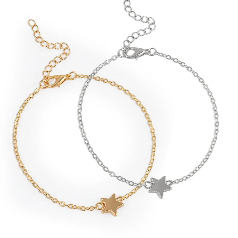 Trendy simple Gold silver plated Star bracelet bangle plain Alloy bracelets gift for friend jewelry wholesale | Украшения и