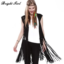 BRIGHT GIRL Women Vest Coat Fashion Coat Sleeveless Tassel Outwear Casual Brand Double Suede Tassels Out