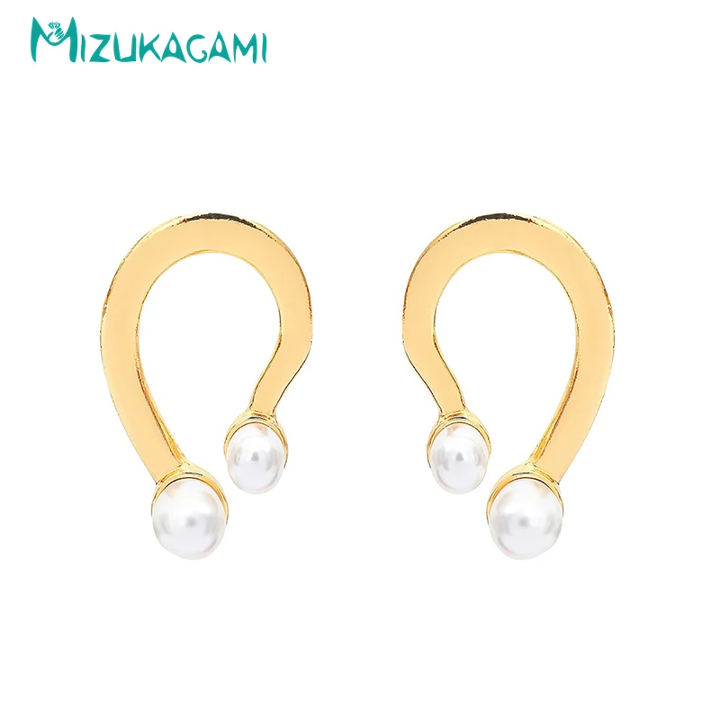 

Women Earrings Pearl Earrings Stud Earrings Gold Silver Irregular Zinc Alloy Metal Aretes De Mujer Modernos 2018