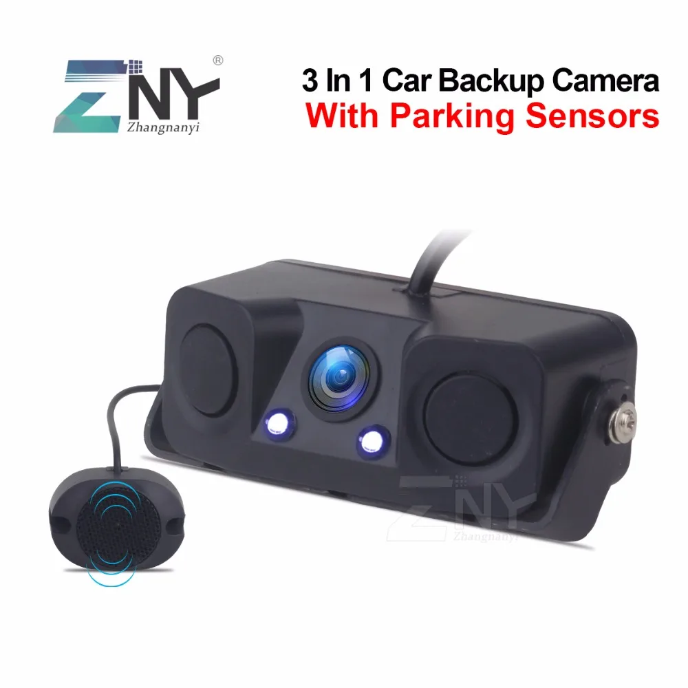 2-in-1 Car Parking Kit Reverse Parking Radar Sensor Car Camera Rear View Backup 