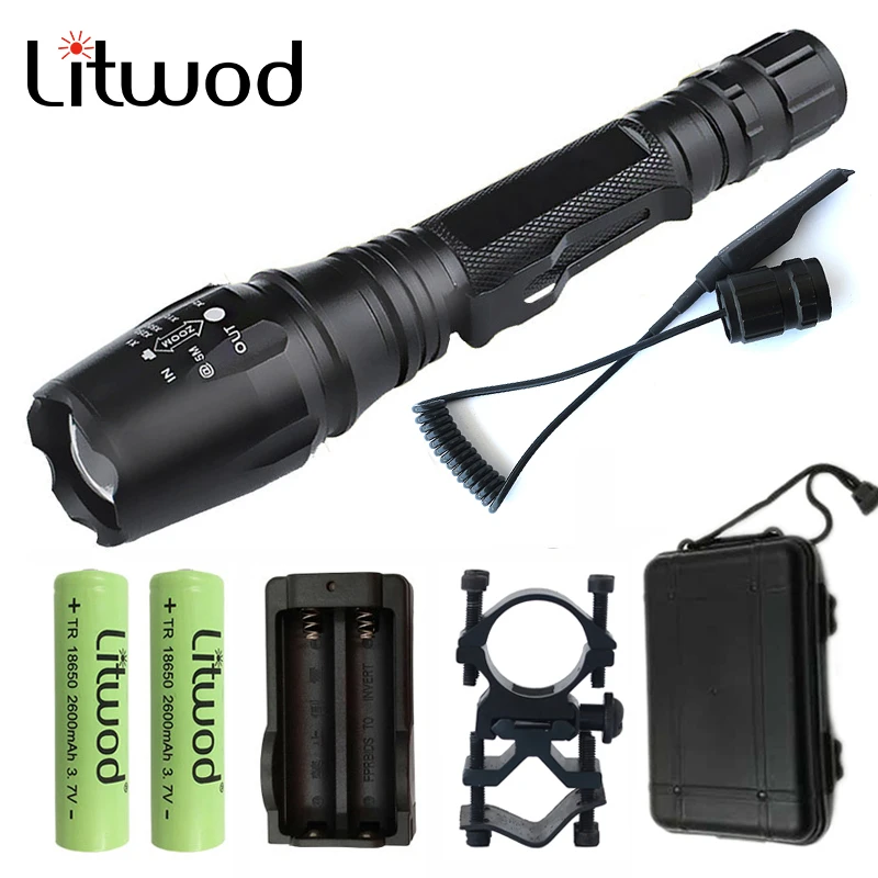 best led torch Litwod Z20V5 LED Flashlight Torch XML L2 T6 Zoomable Aluminum waterproof Tactical Flashlight Torch Linternas 2x Batteries rechargeable flashlights