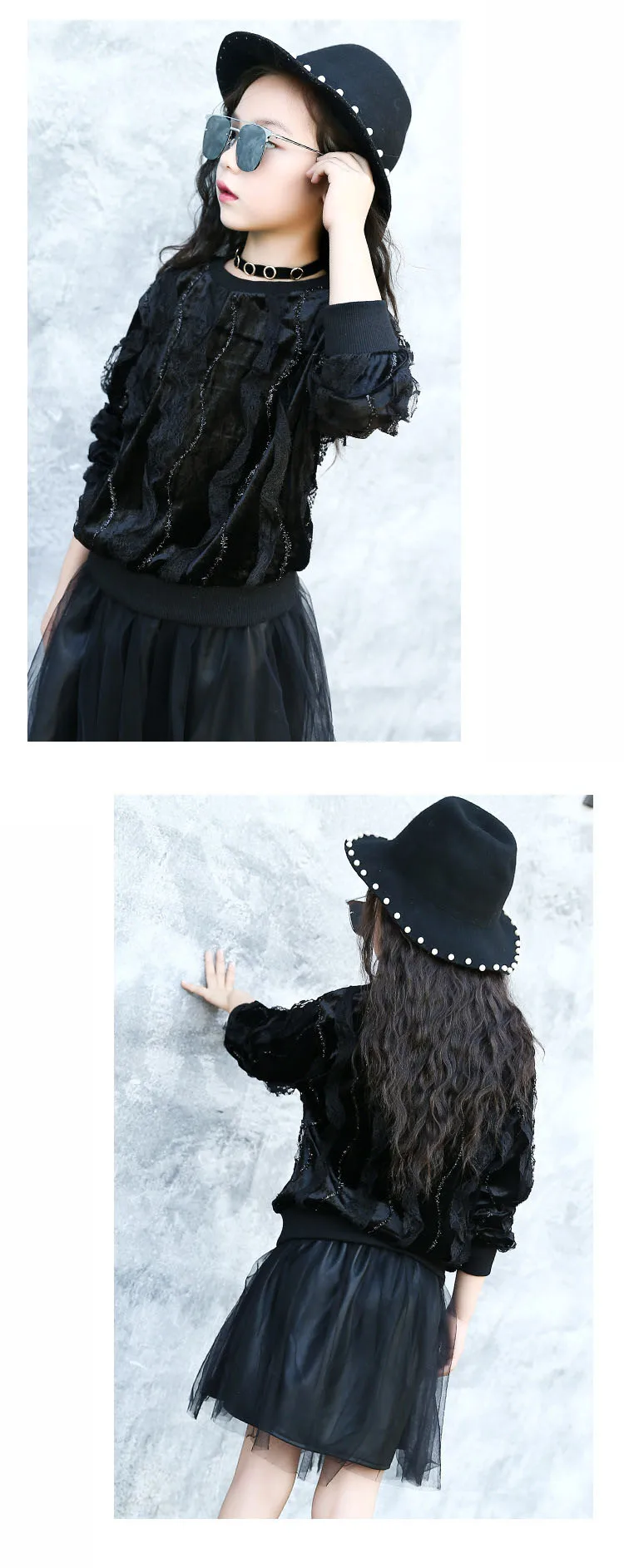lace patchwork velour little teenage girls t shirts 2017 autumn kids tees black children long sleeve t shirts school clothing  4 5 6 7 8 9 10 11 12 13 14  years old little big teenage girls  long sleeve girls tops t shirt kids girl (6)