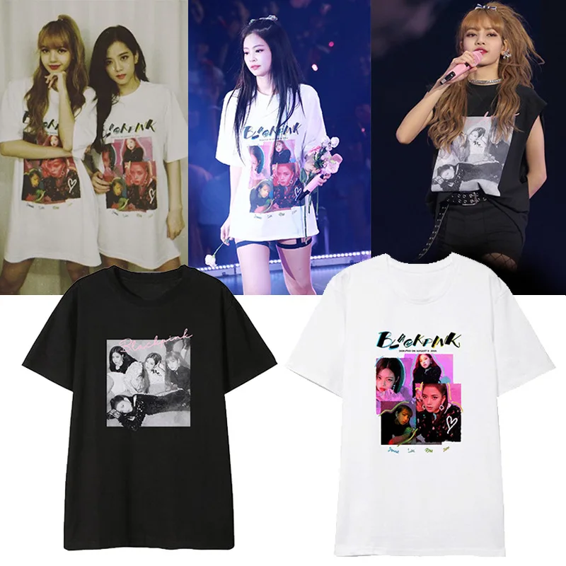 

kpop Blackpink concert Women Tshirt Summer Printed T Shirt kpop Jennie Lisa Short sleeve t-shirt top harajuku shirt