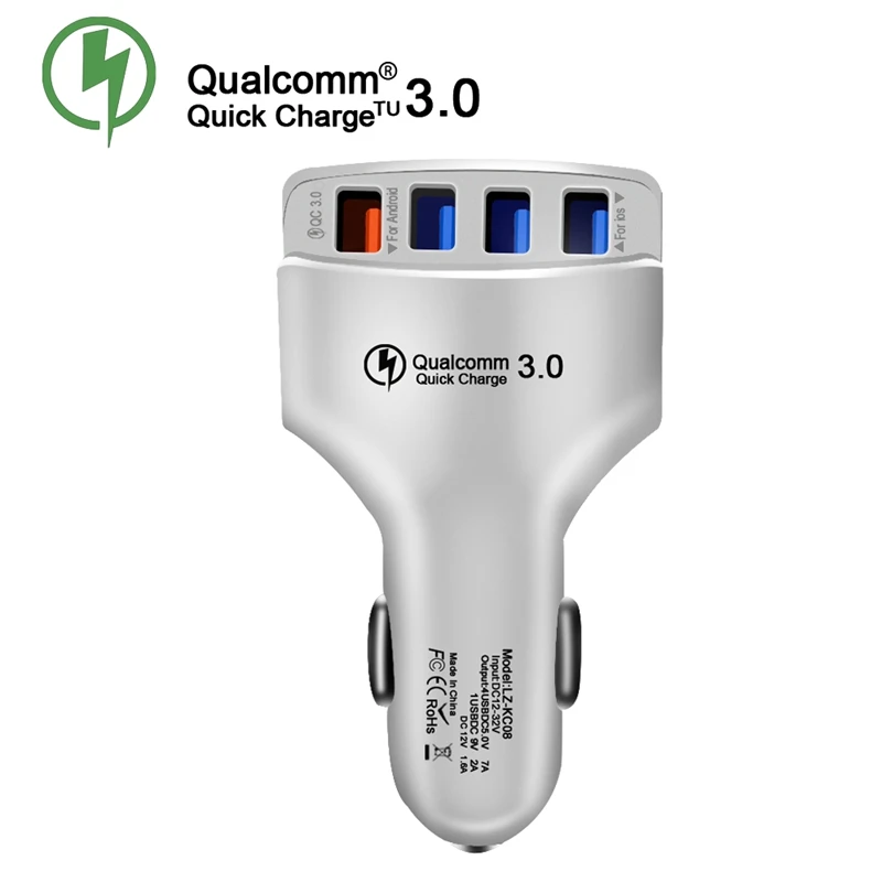 4 USB быстрое зарядное устройство 3,0 Автомобильное USB зарядное устройство адаптер 7A QC3.0 Blitzwolf USB Автомобильное зарядное устройство для мобильного телефона зарядное устройство для IOS Android