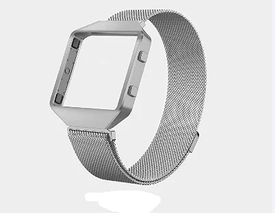 Дизайн металлические звенья+ рамка для fitbit blaze часы трекер ремешок регулируемый ремешок для часов браслет ремешок с оболочкой черный - Цвет ремешка: silver 2