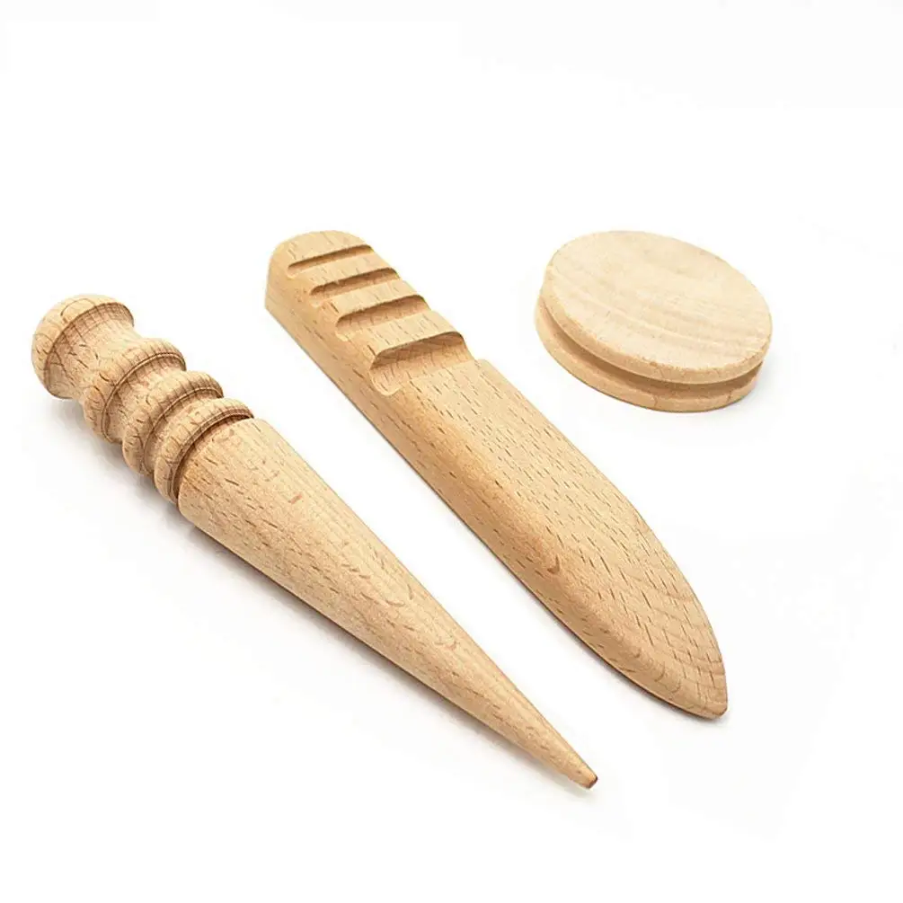 

3pcs Wood Leather Craft Edge Slicker Burnisher for Finishing Knife Sheaths,Saddles