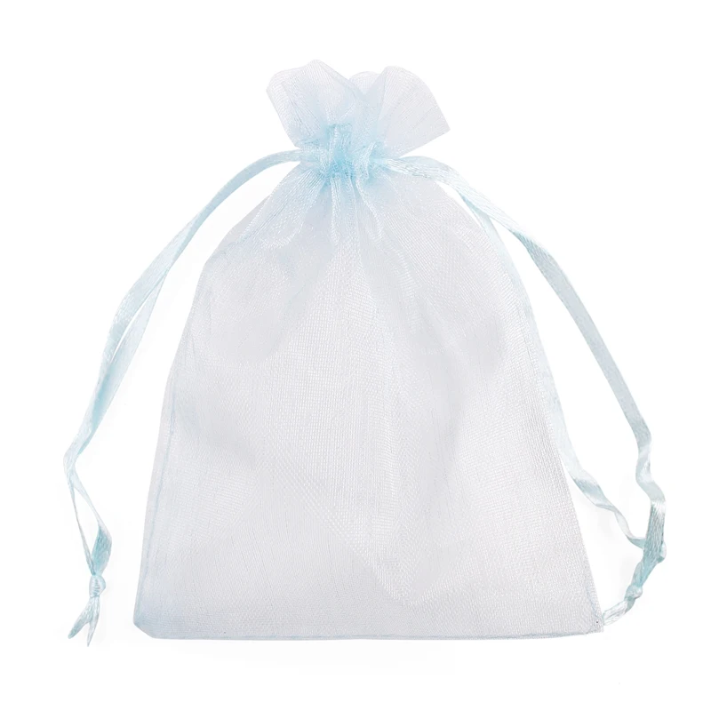 25 шт./лот, сумки для ювелирных изделий из органзы, упаковка, сумки из органзы, сумки для свадебных подарков, саше, Рождественский Подарочный пакет, поддержка, печать логотипа - Цвет: sky blue