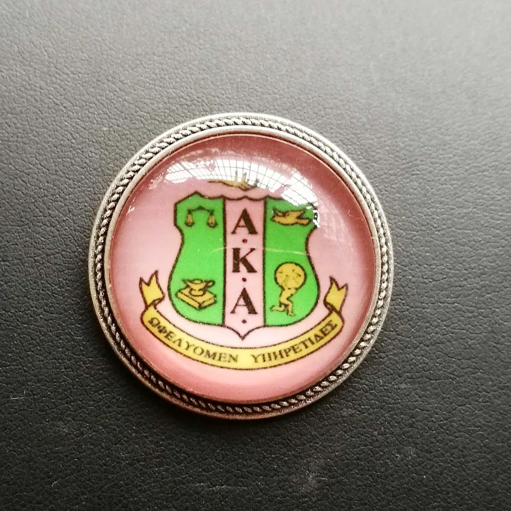 

Pink green AkA shield Ivy Lapel Pin Brooch