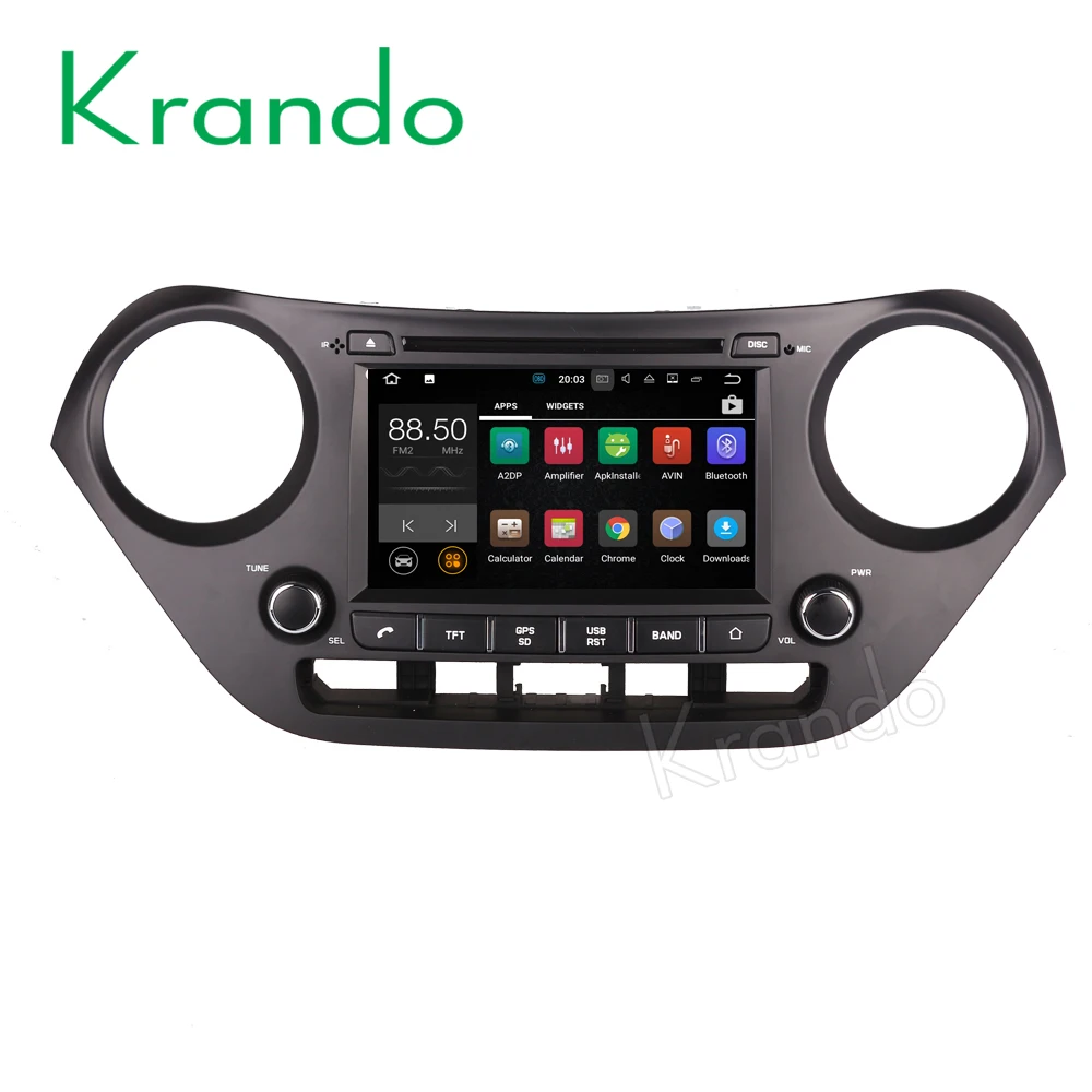 Excellent Krando 7" Android 8.0 car navigation multimedia system for Hyundai i10 2013+ audio radio gps dvd entertainment playstore DAB+ 0