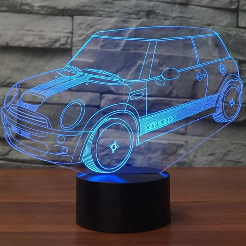  Vehicle Shape LED 3d Night Light Novelty Visual Classic Car USB Desk Table Lamp 7 Colors Changing S