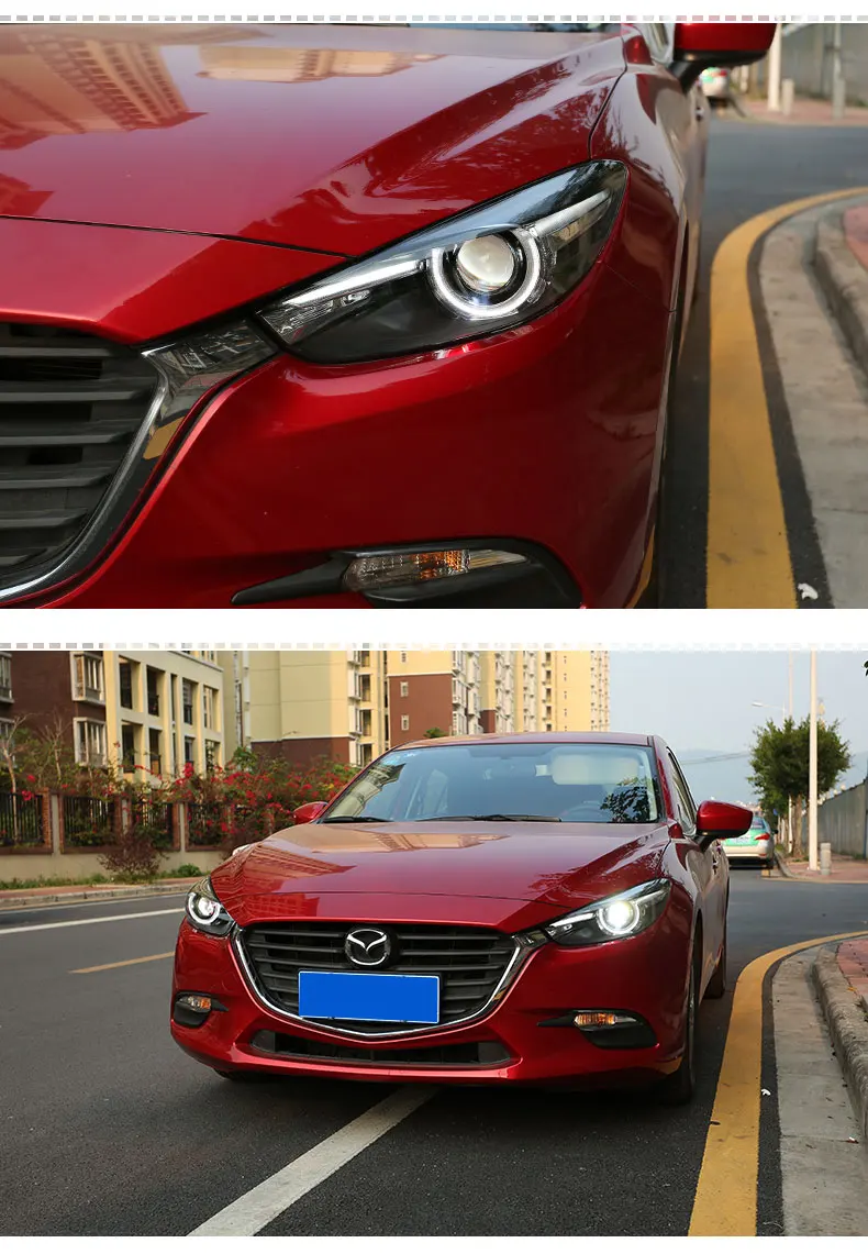 Автомобиль Стайлинг для Mazda 3 Axela фары- Mazda3 светодиодный светодиодные дневные ходовые огни на передних фарах Hella 5 Биксеноновая объектив проектора Hid D2H