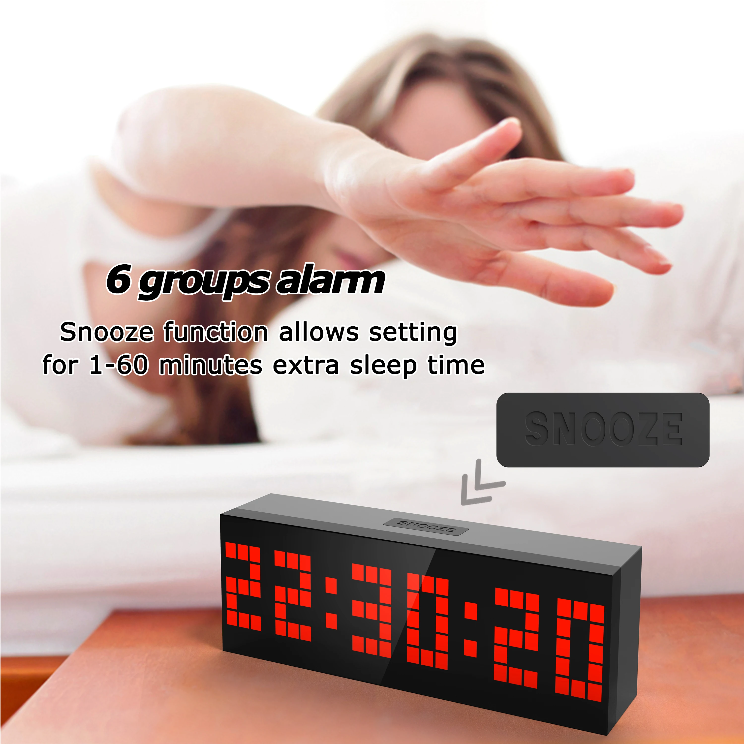 

KOSDA 6 Digits Desk Clock Display Countdown Snooze Calendar Best Gift for Kids in the Bedroom and Desk a factory clock