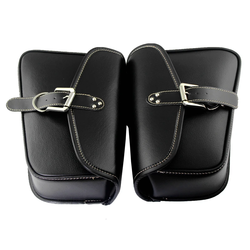 

One Pair Black Motorcycle PU Leather Saddlebag Saddle Bag Luggage Bag Fit For Harley Davidson Sportster XL883  XL1200