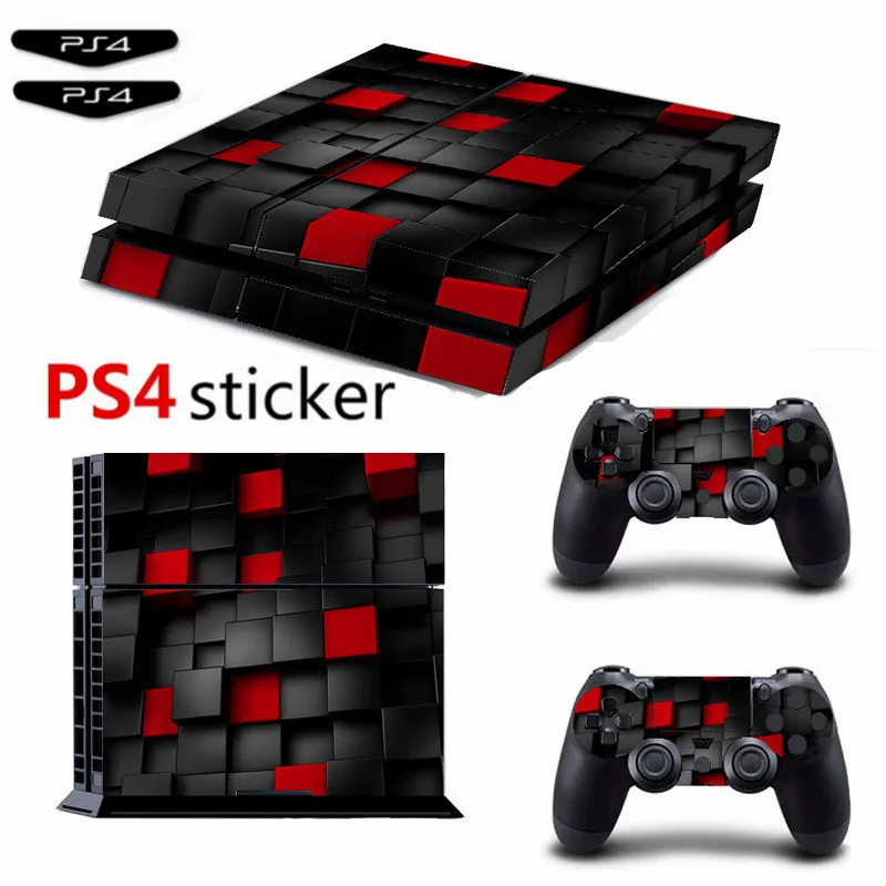 Красная и черная квадратная наклейка для Ps4 виниловая консоли PS4 2