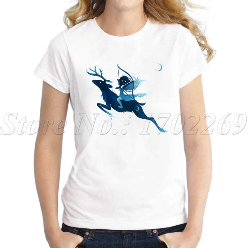 

Newest fashion Elf Archer design 2018 summer women Ink wash painting printed t-shirt short sleeve casual lady tops